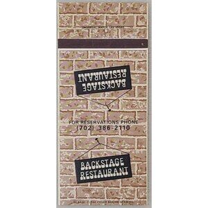 Vintage Backstage Restaurant Matchbook Cover Union Plaza Las Vegas Nevada NV